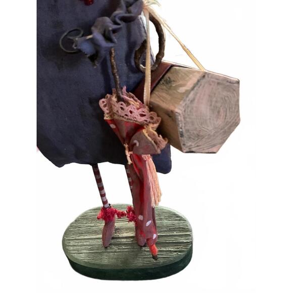 Charming Handcrafted Shopping Doll with Red Scarf and Accessories - Picture 3 of 6